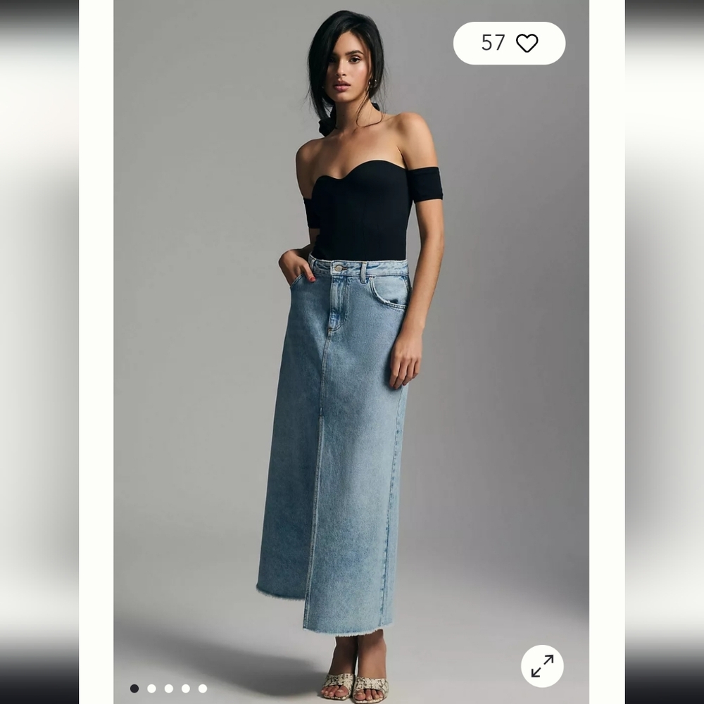 Pilcro Light Blue Denim Skirt with Brand Label